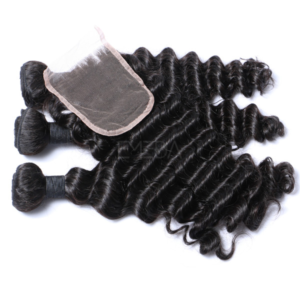 Virgin hair bundles with lace closure LJ225